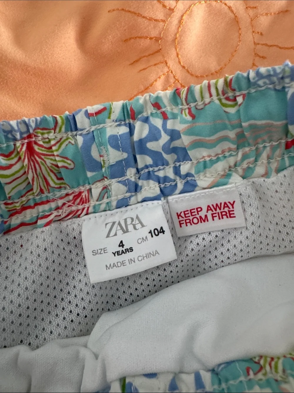 Zara Orange & Multicolor Boys' Swim Trunks